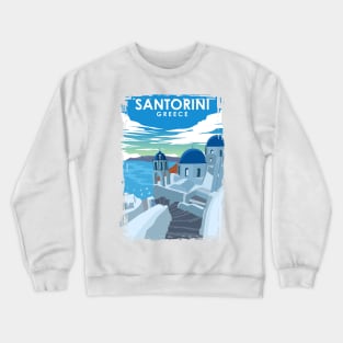 Santorini Greece Vintage Minimal Travel Poster Crewneck Sweatshirt